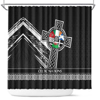 Cross Celtic Nations Shower Curtain Six Celtic Countries Grunge Style - Wonder Print Shop
