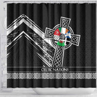 Cross Celtic Nations Shower Curtain Six Celtic Countries Grunge Style - Wonder Print Shop