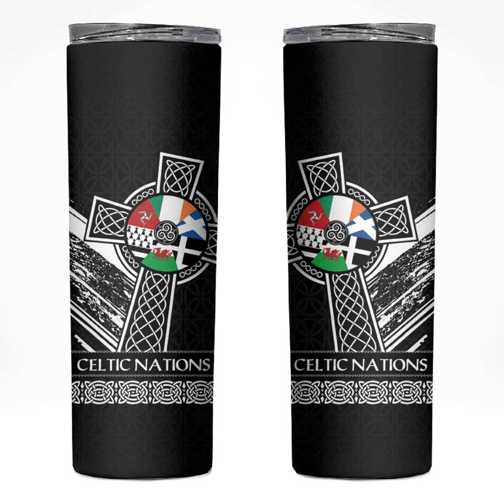 Cross Celtic Nations Skinny Tumbler Six Celtic Countries Grunge Style - Wonder Print Shop