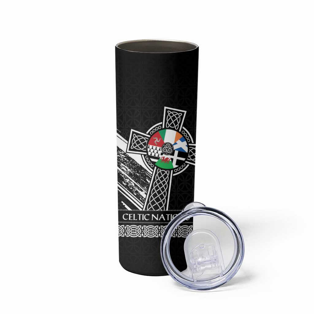 Cross Celtic Nations Skinny Tumbler Six Celtic Countries Grunge Style - Wonder Print Shop
