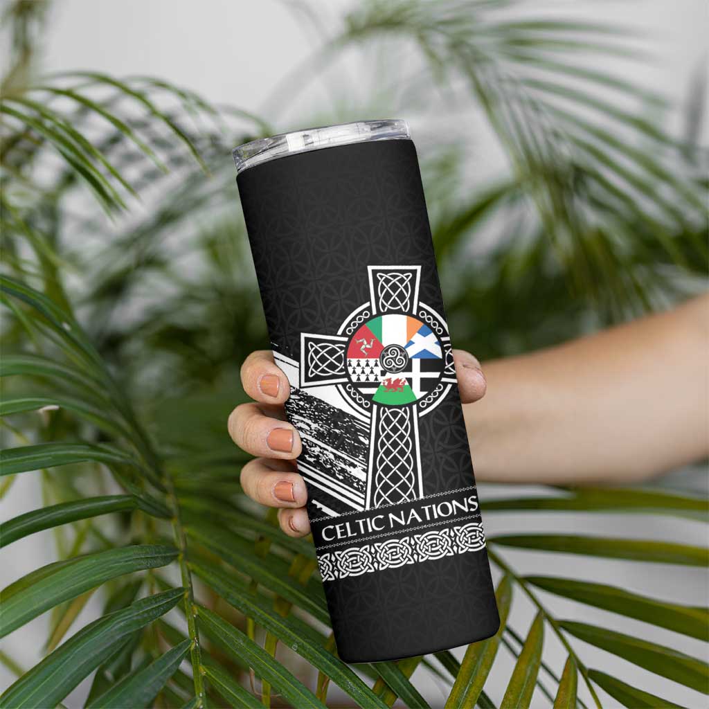 Cross Celtic Nations Skinny Tumbler Six Celtic Countries Grunge Style - Wonder Print Shop