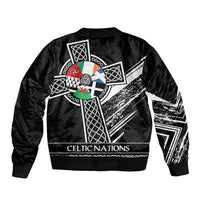 Cross Celtic Nations Sleeve Zip Bomber Jacket Six Celtic Countries Grunge Style - Wonder Print Shop