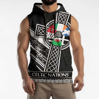 Cross Celtic Nations Sleeveless Hoodie Six Celtic Countries Grunge Style - Wonder Print Shop