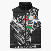 Cross Celtic Nations Sleeveless Puffer Jacket Six Celtic Countries Grunge Style - Wonder Print Shop