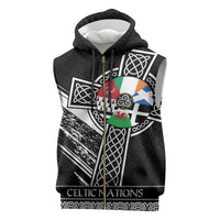 Cross Celtic Nations Sleeveless Zip Hoodie Six Celtic Countries Grunge Style - Wonder Print Shop