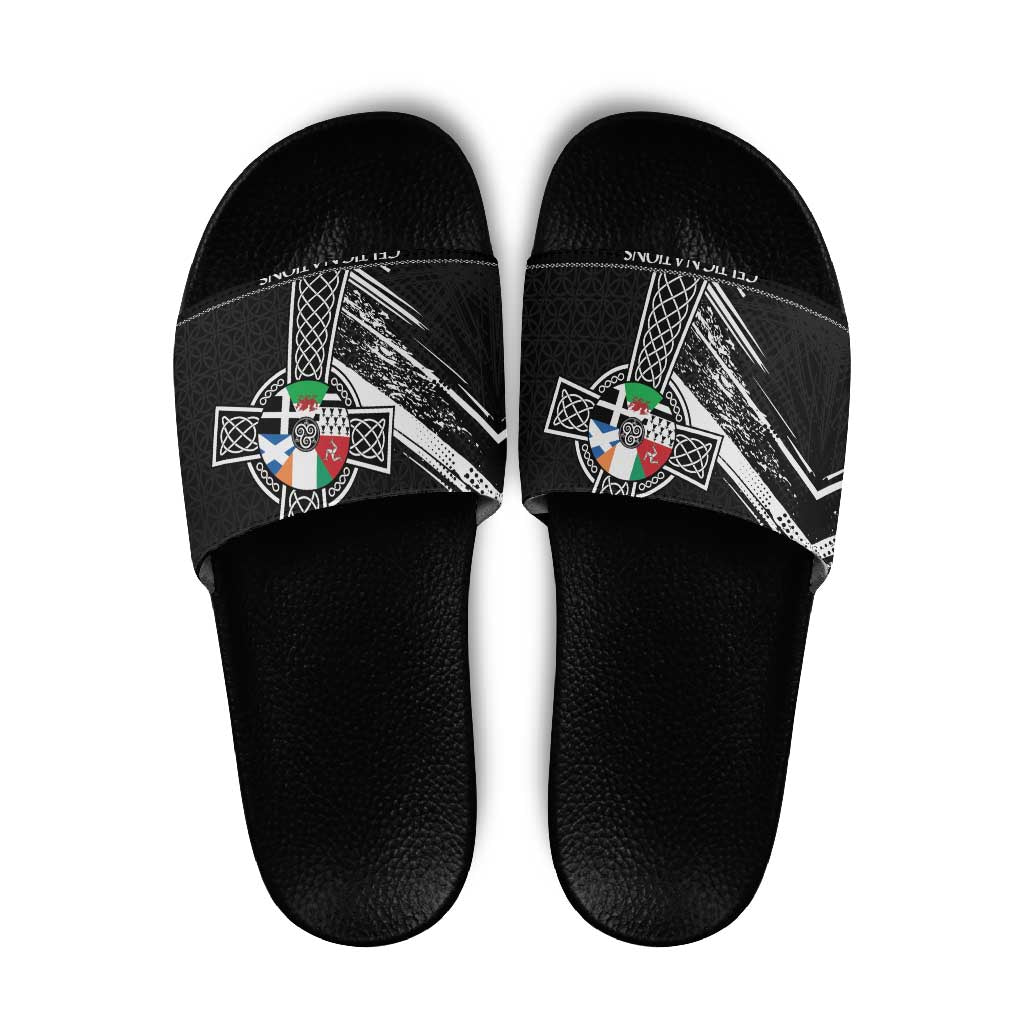 Cross Celtic Nations Slide Sandals Six Celtic Countries Grunge Style - Wonder Print Shop