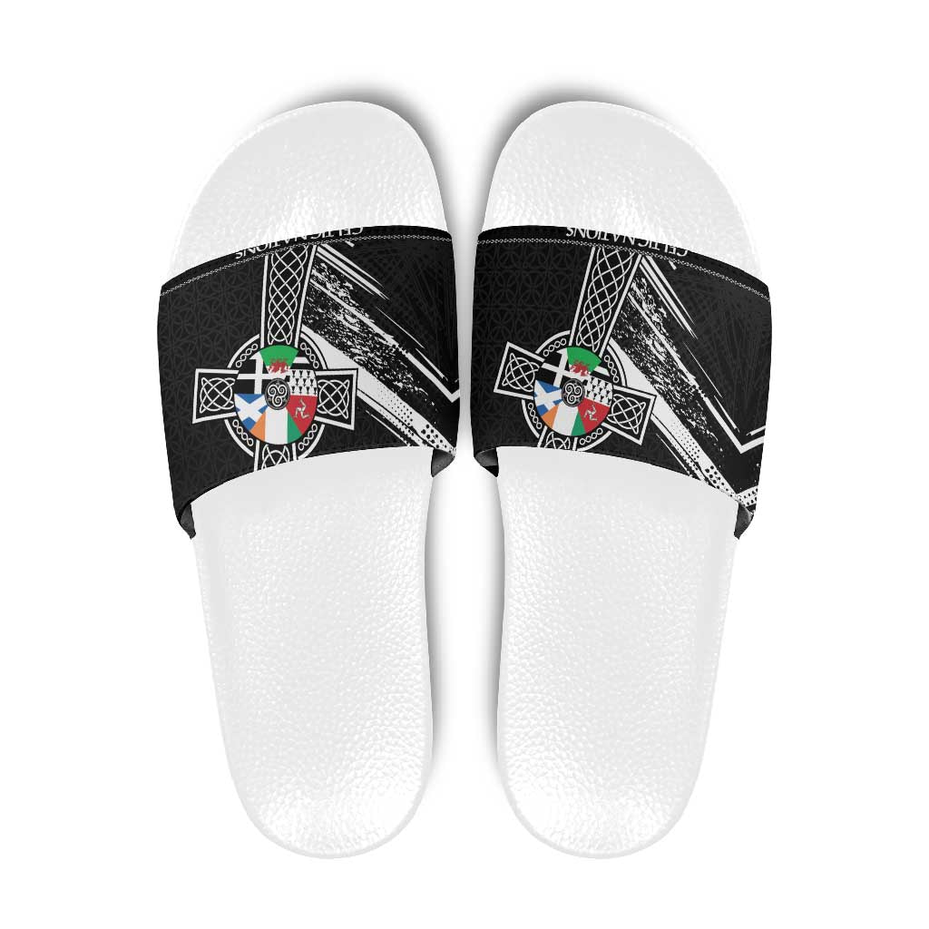 Cross Celtic Nations Slide Sandals Six Celtic Countries Grunge Style - Wonder Print Shop
