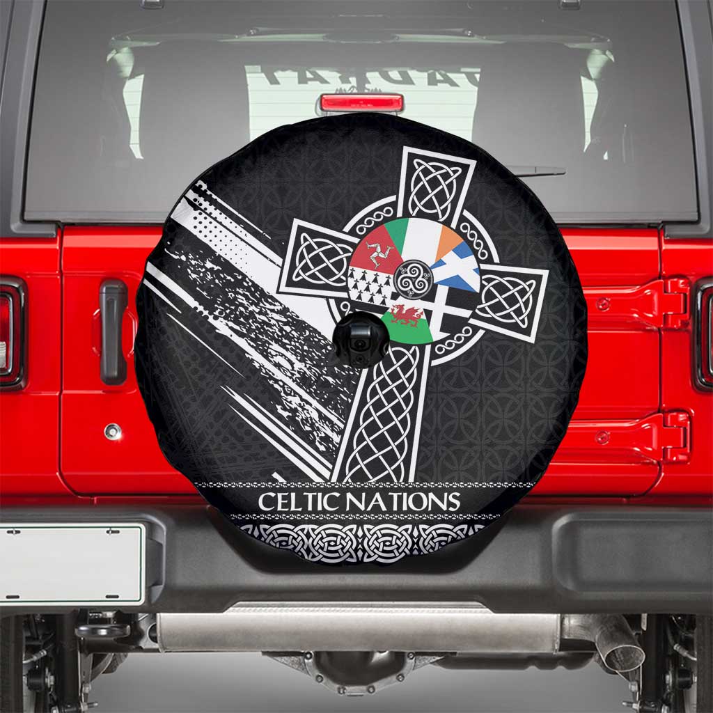 Cross Celtic Nations Spare Tire Cover Six Celtic Countries Grunge Style - Wonder Print Shop