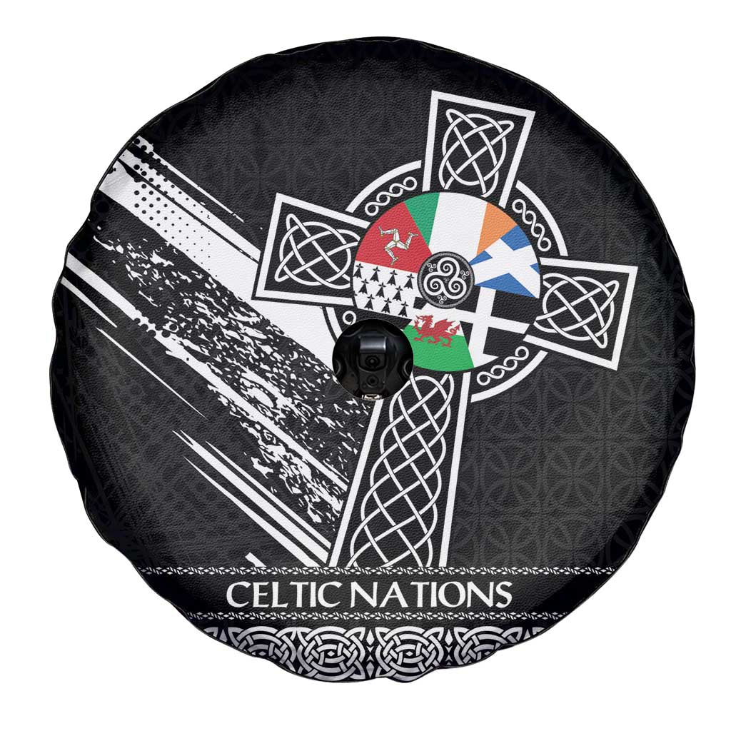 Cross Celtic Nations Spare Tire Cover Six Celtic Countries Grunge Style - Wonder Print Shop