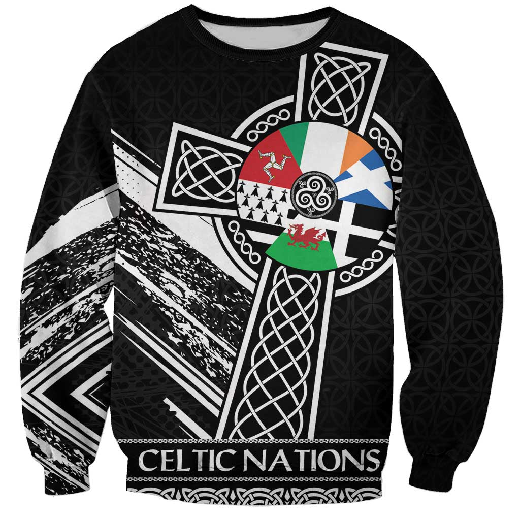 Cross Celtic Nations Sweatshirt Six Celtic Countries Grunge Style - Wonder Print Shop