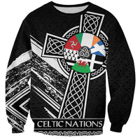 Cross Celtic Nations Sweatshirt Six Celtic Countries Grunge Style - Wonder Print Shop