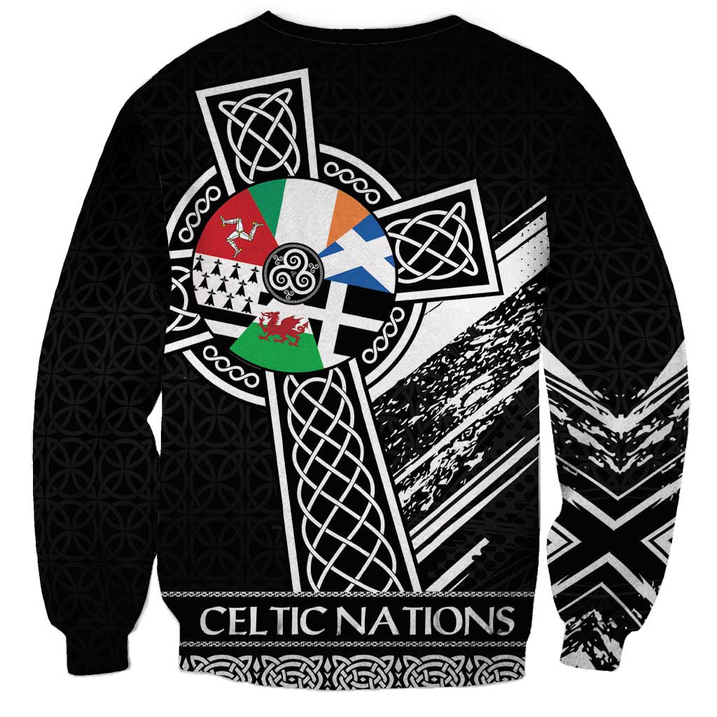 Cross Celtic Nations Sweatshirt Six Celtic Countries Grunge Style - Wonder Print Shop