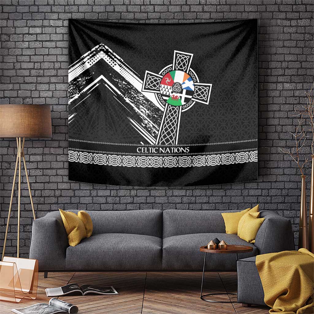 Cross Celtic Nations Tapestry Six Celtic Countries Grunge Style - Wonder Print Shop