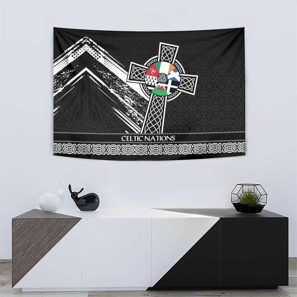 Cross Celtic Nations Tapestry Six Celtic Countries Grunge Style - Wonder Print Shop