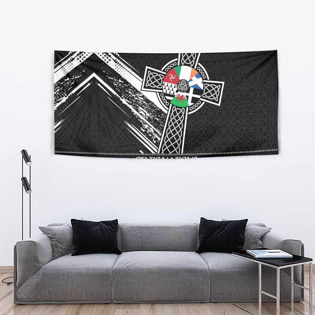 Cross Celtic Nations Tapestry Six Celtic Countries Grunge Style - Wonder Print Shop