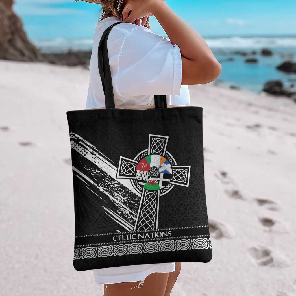 Cross Celtic Nations Tote Bag Six Celtic Countries Grunge Style - Wonder Print Shop