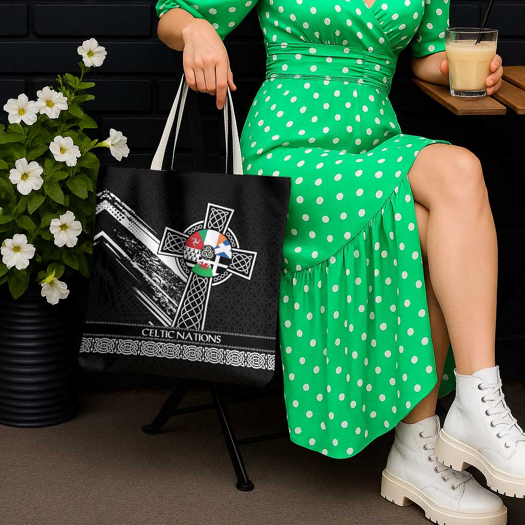 Cross Celtic Nations Tote Bag Six Celtic Countries Grunge Style - Wonder Print Shop