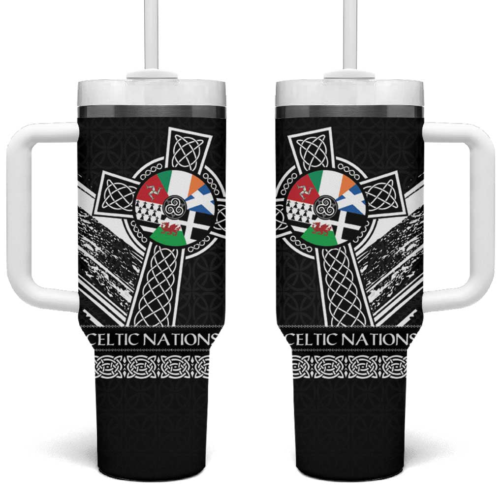 Cross Celtic Nations Tumbler With Handle Six Celtic Countries Grunge Style - Wonder Print Shop