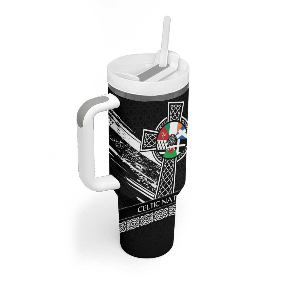 Cross Celtic Nations Tumbler With Handle Six Celtic Countries Grunge Style - Wonder Print Shop