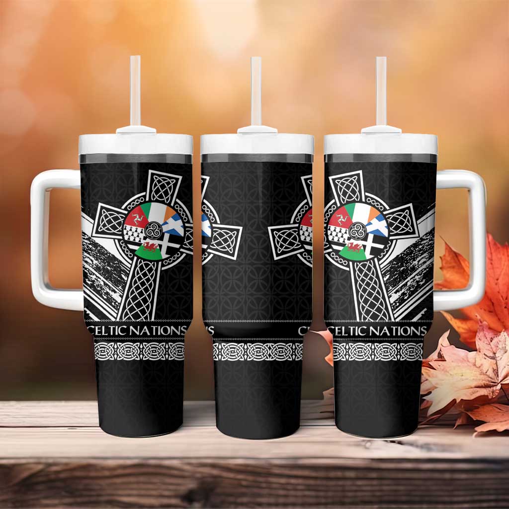 Cross Celtic Nations Tumbler With Handle Six Celtic Countries Grunge Style - Wonder Print Shop