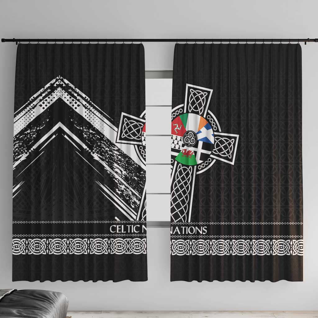 Cross Celtic Nations Window Curtain Six Celtic Countries Grunge Style - Wonder Print Shop