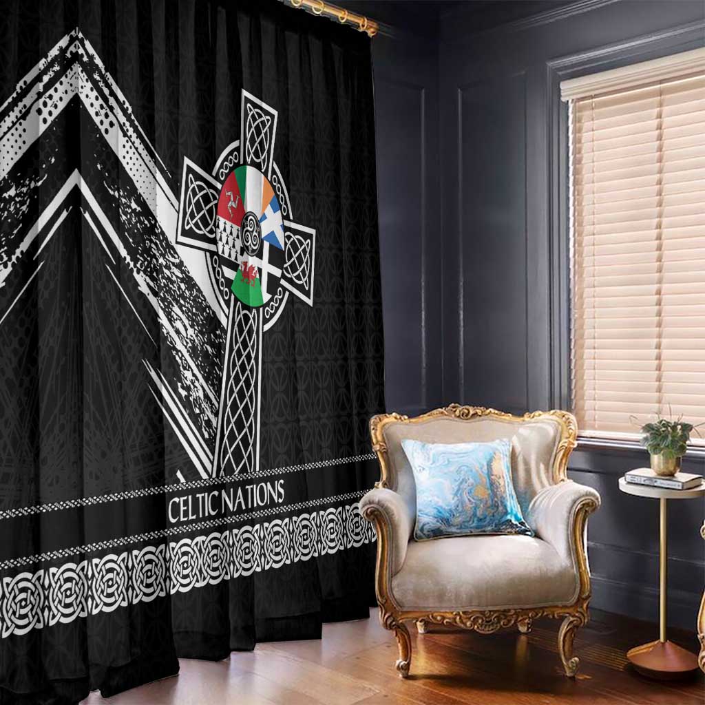 Cross Celtic Nations Window Curtain Six Celtic Countries Grunge Style - Wonder Print Shop