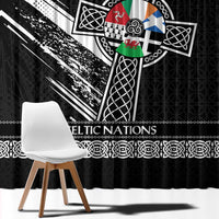 Cross Celtic Nations Window Curtain Six Celtic Countries Grunge Style - Wonder Print Shop