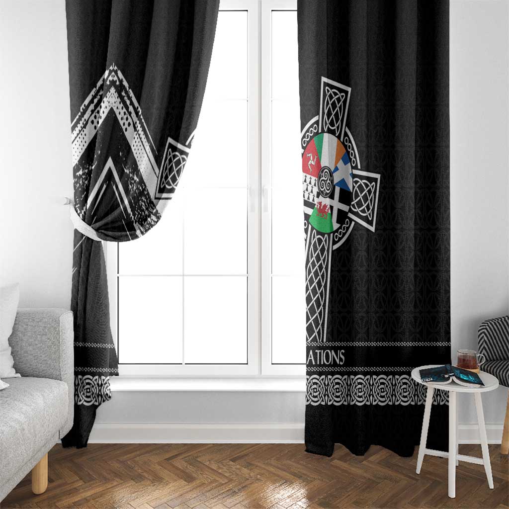 Cross Celtic Nations Window Curtain Six Celtic Countries Grunge Style - Wonder Print Shop