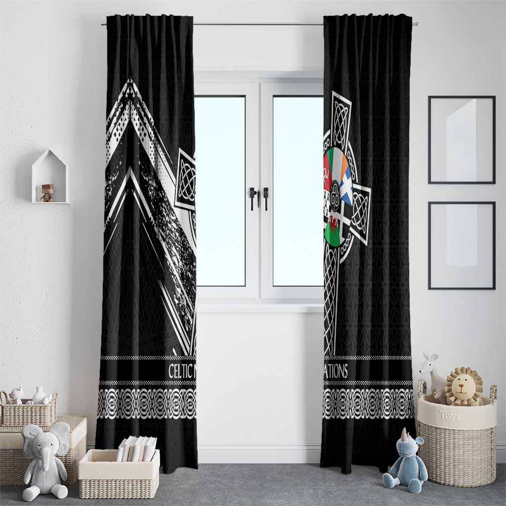 Cross Celtic Nations Window Curtain Six Celtic Countries Grunge Style - Wonder Print Shop