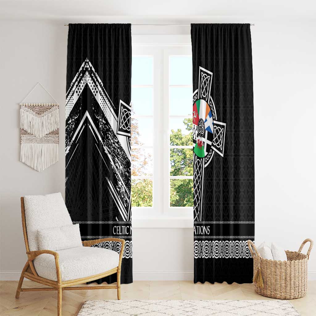 Cross Celtic Nations Window Curtain Six Celtic Countries Grunge Style - Wonder Print Shop
