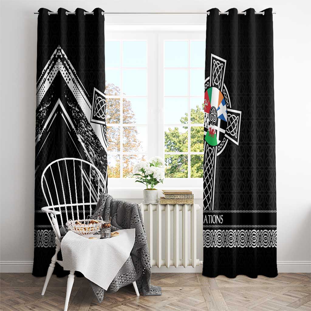Cross Celtic Nations Window Curtain Six Celtic Countries Grunge Style - Wonder Print Shop
