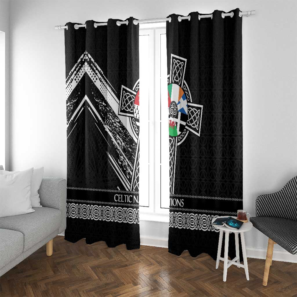 Cross Celtic Nations Window Curtain Six Celtic Countries Grunge Style - Wonder Print Shop