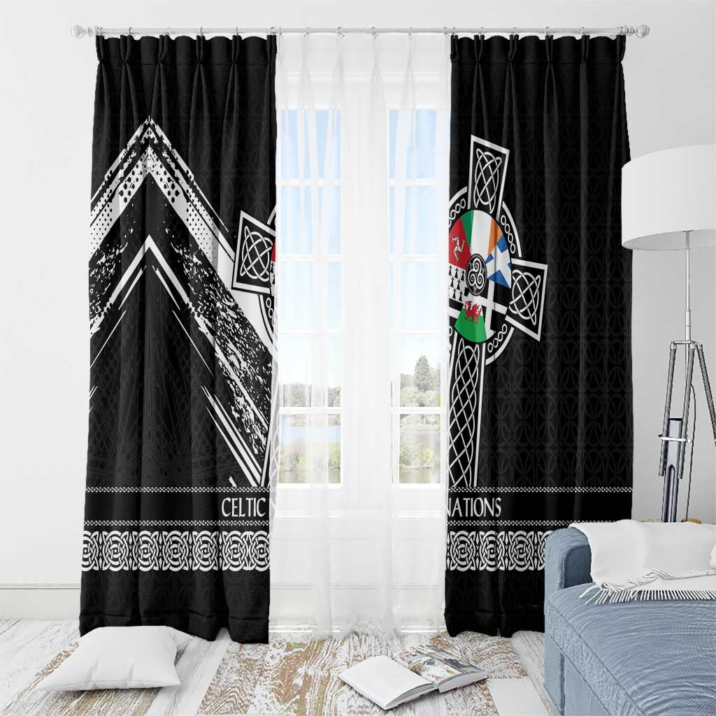 Cross Celtic Nations Window Curtain Six Celtic Countries Grunge Style - Wonder Print Shop