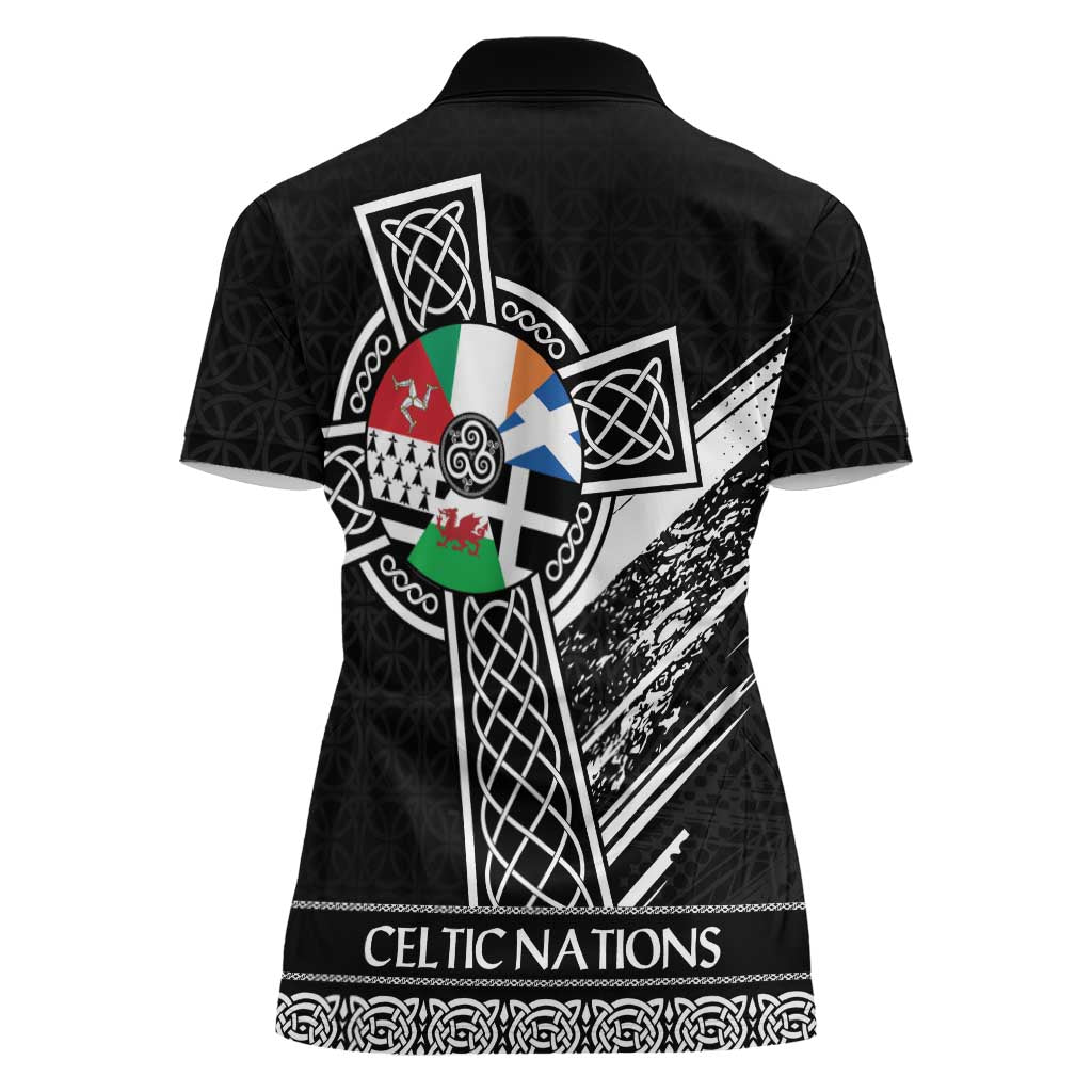 Cross Celtic Nations Women Polo Shirt Six Celtic Countries Grunge Style - Wonder Print Shop