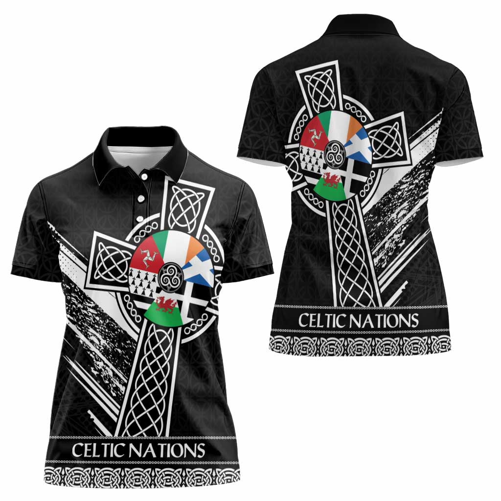 Cross Celtic Nations Women Polo Shirt Six Celtic Countries Grunge Style - Wonder Print Shop