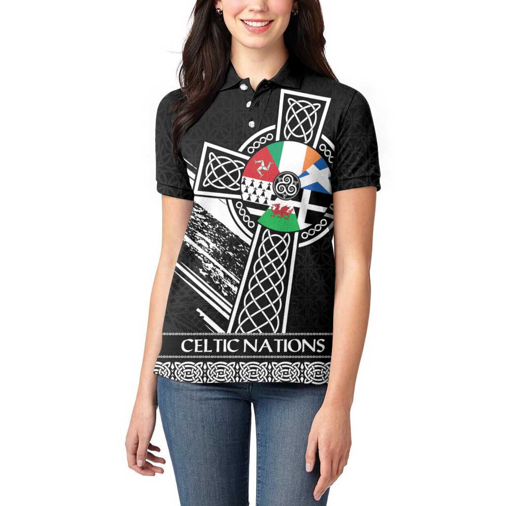 Cross Celtic Nations Women Polo Shirt Six Celtic Countries Grunge Style - Wonder Print Shop