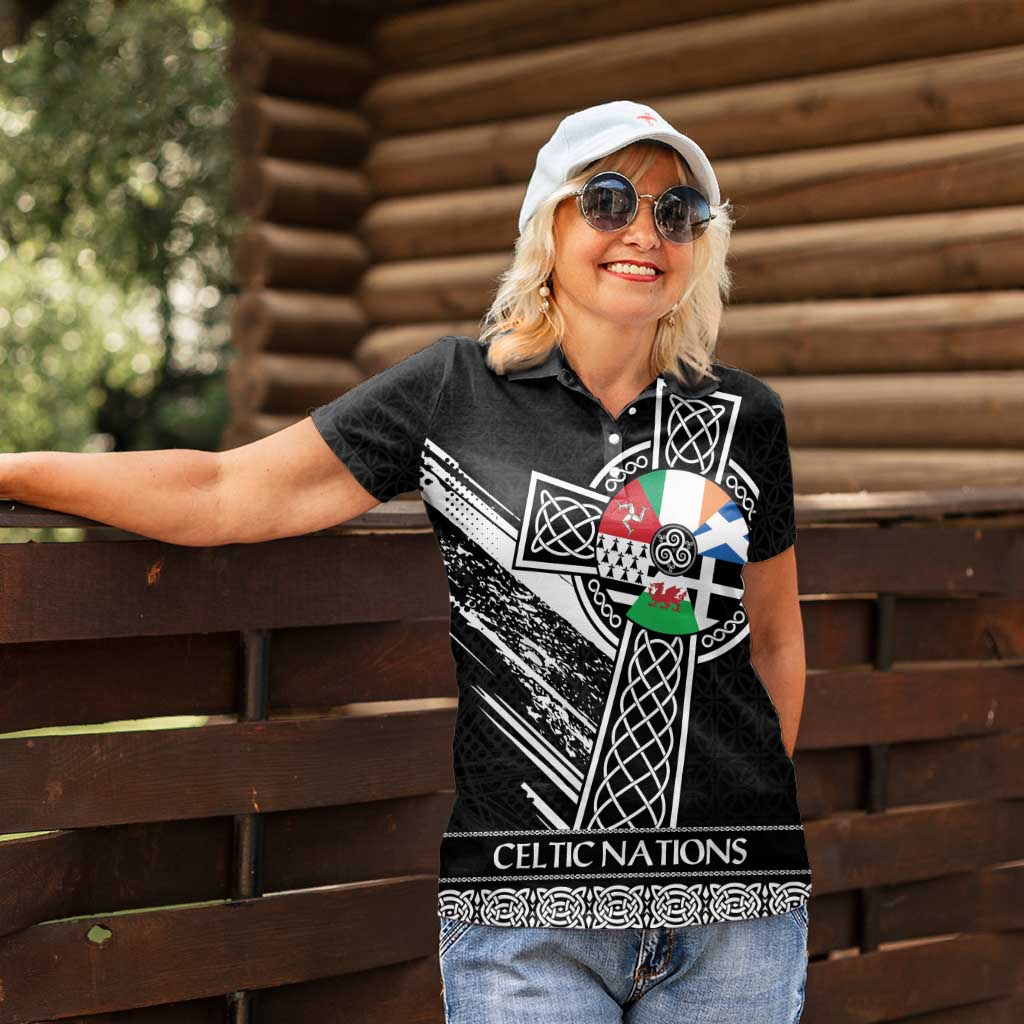 Cross Celtic Nations Women Polo Shirt Six Celtic Countries Grunge Style - Wonder Print Shop