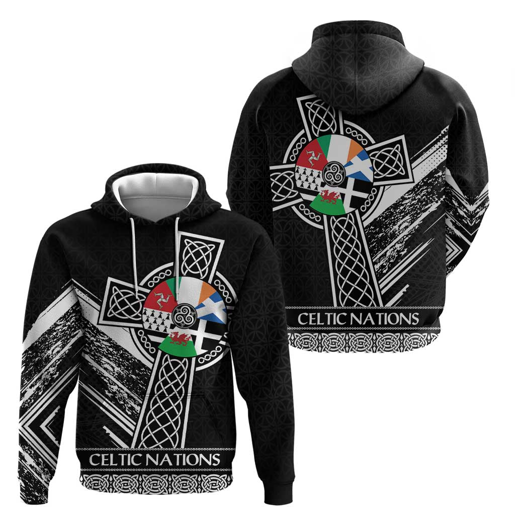 Cross Celtic Nations Zip Hoodie Six Celtic Countries Grunge Style - Wonder Print Shop