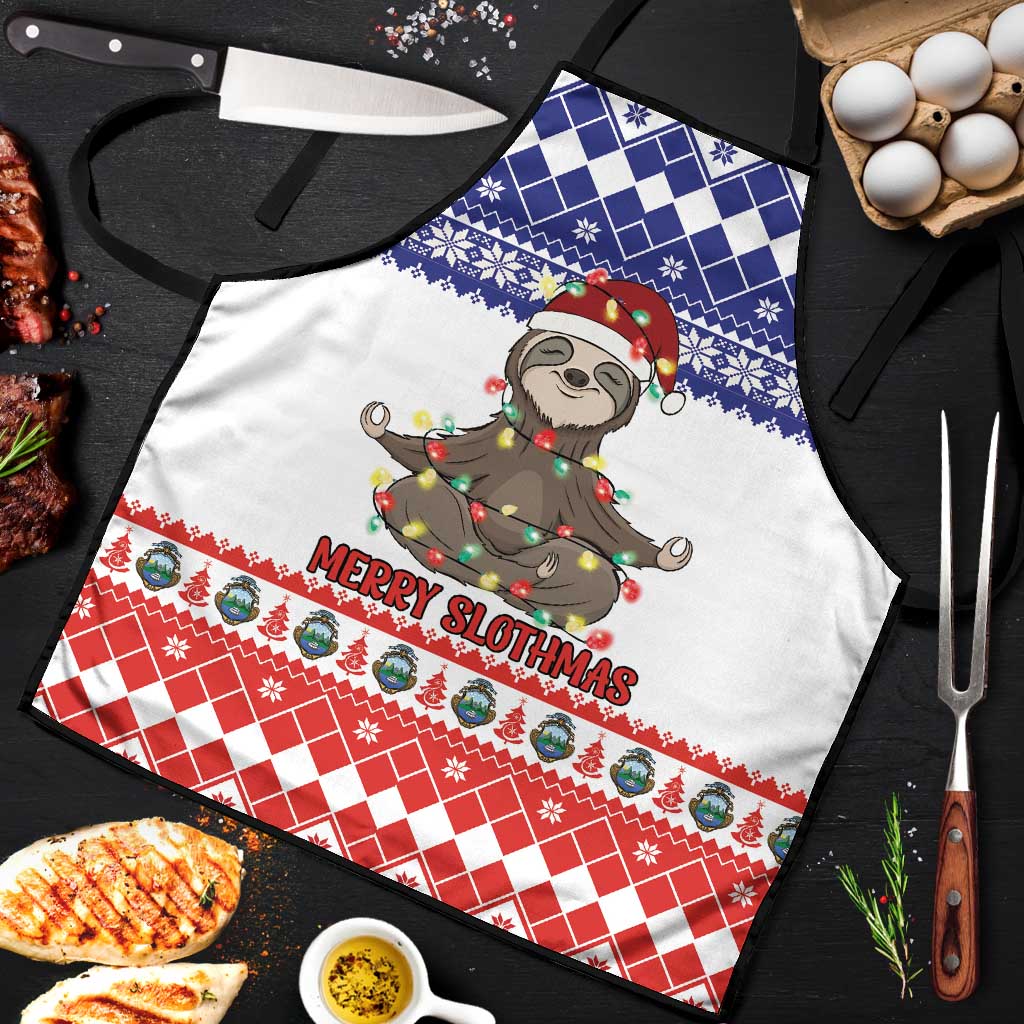 Costa Rica Christmas Apron Merry Slothmas - Wonder Print Shop