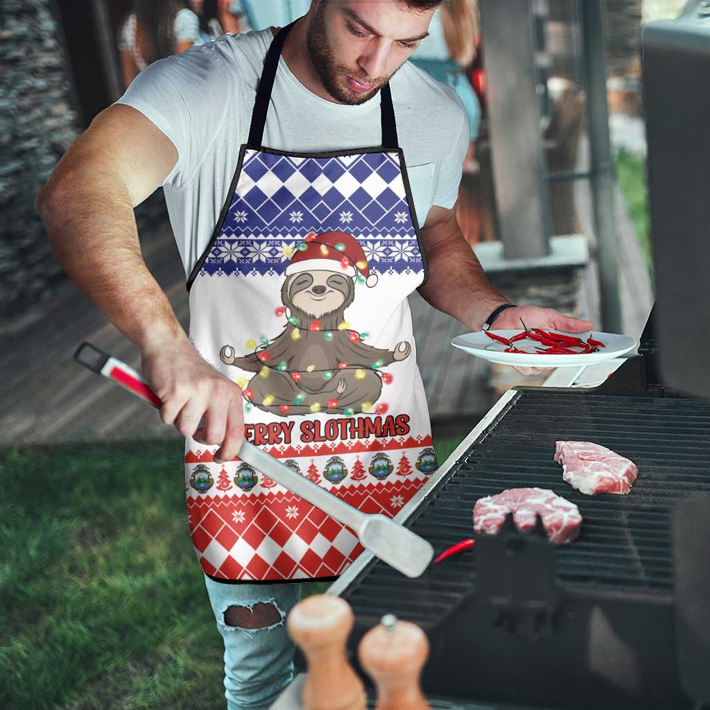 Costa Rica Christmas Apron Merry Slothmas - Wonder Print Shop