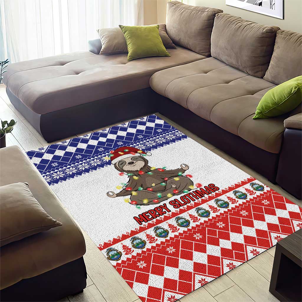 Costa Rica Christmas Area Rug Merry Slothmas - Wonder Print Shop