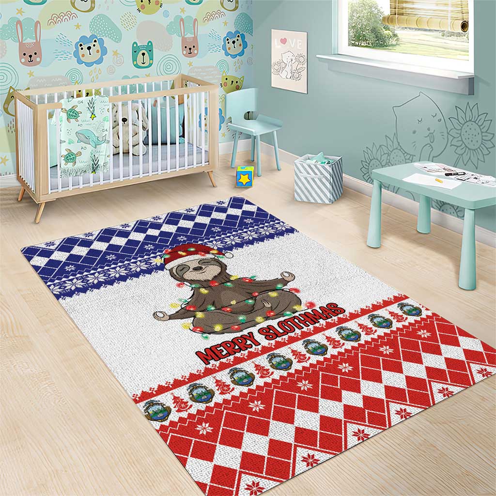 Costa Rica Christmas Area Rug Merry Slothmas - Wonder Print Shop