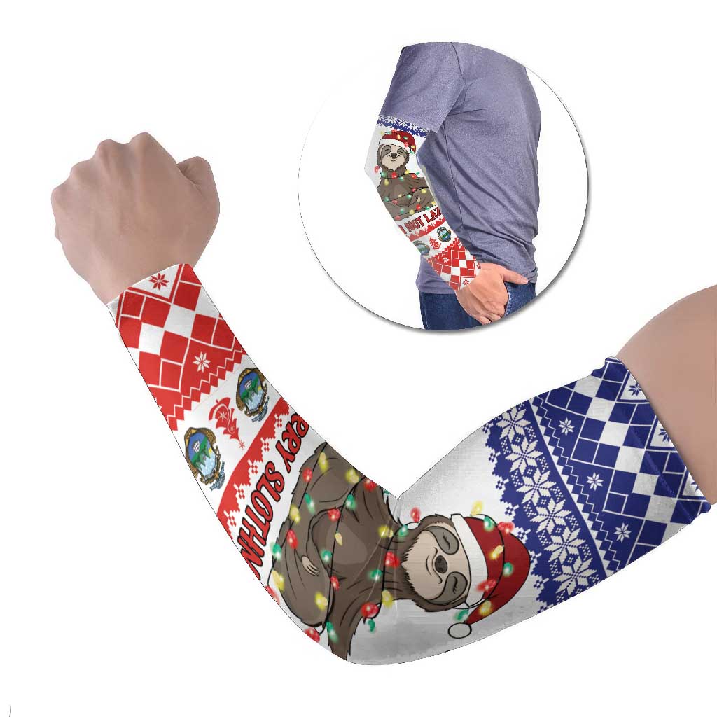 Costa Rica Christmas Arm Sleeves Merry Slothmas - Wonder Print Shop