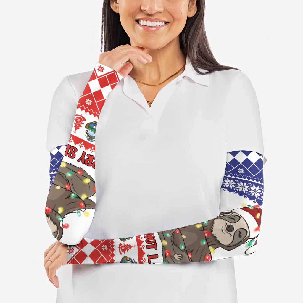 Costa Rica Christmas Arm Sleeves Merry Slothmas - Wonder Print Shop