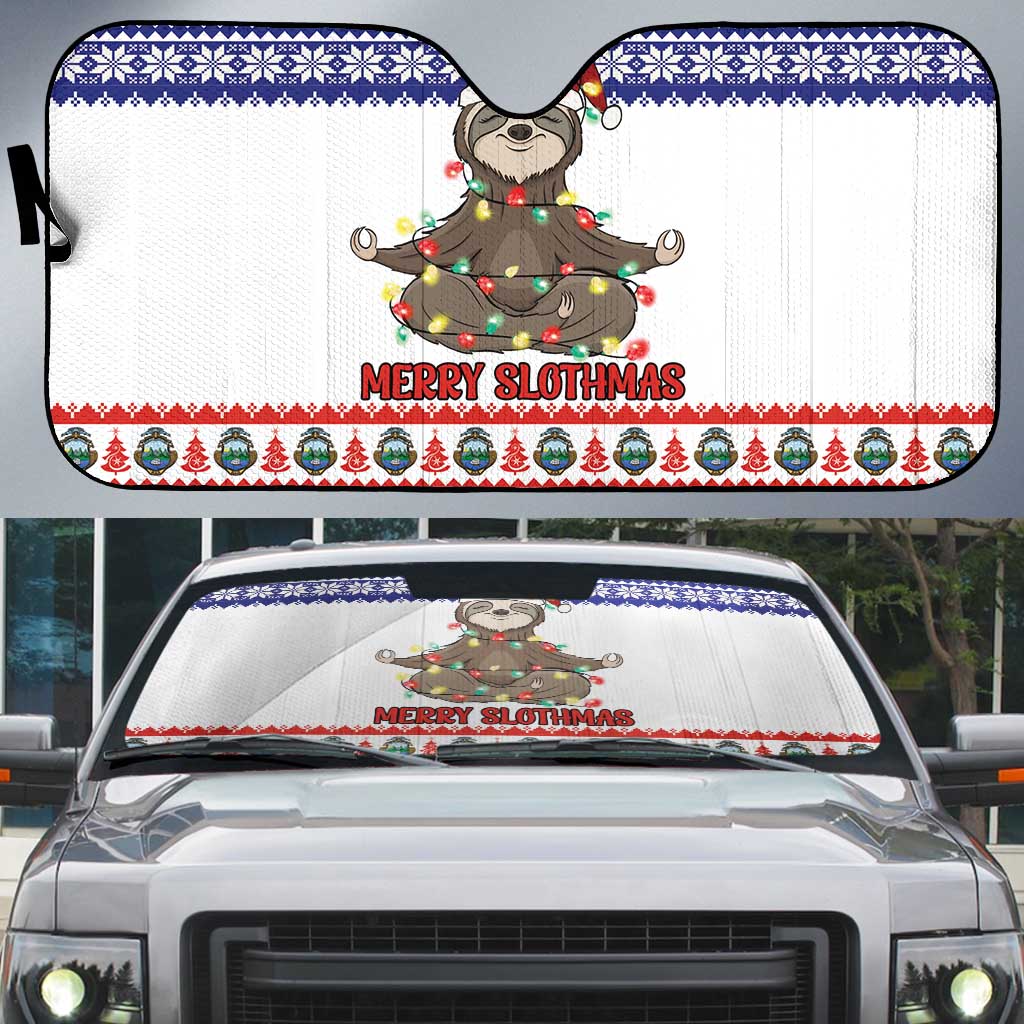 Costa Rica Christmas Auto Sun Shade Merry Slothmas - Wonder Print Shop