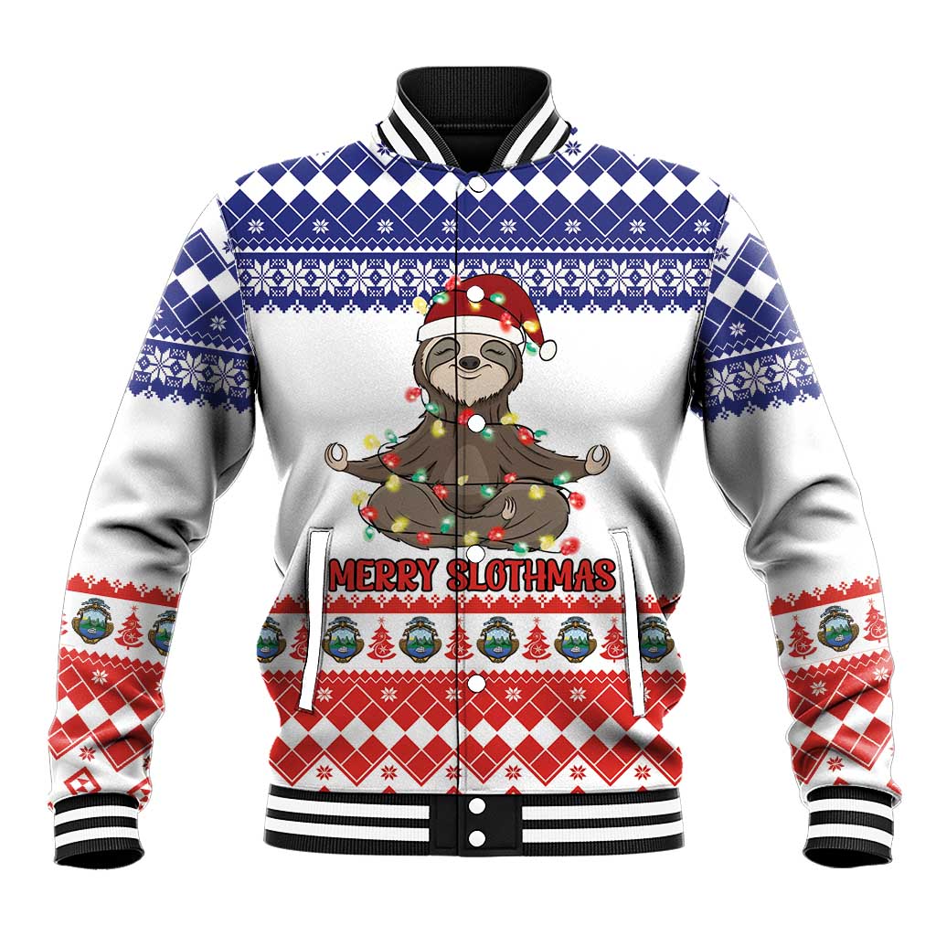 Costa Rica Christmas Baseball Jacket Merry Slothmas - Wonder Print Shop
