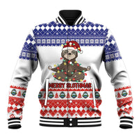 Costa Rica Christmas Baseball Jacket Merry Slothmas - Wonder Print Shop