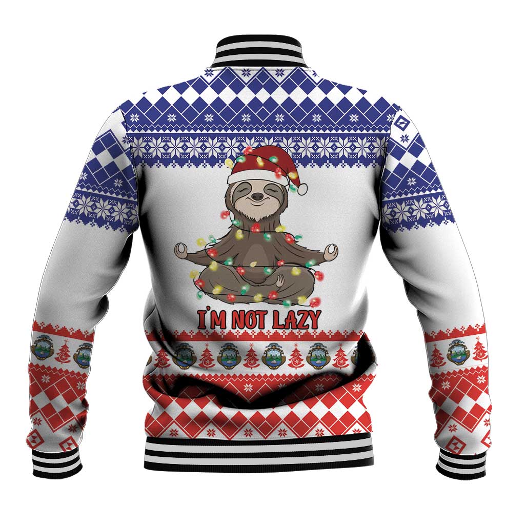 Costa Rica Christmas Baseball Jacket Merry Slothmas - Wonder Print Shop