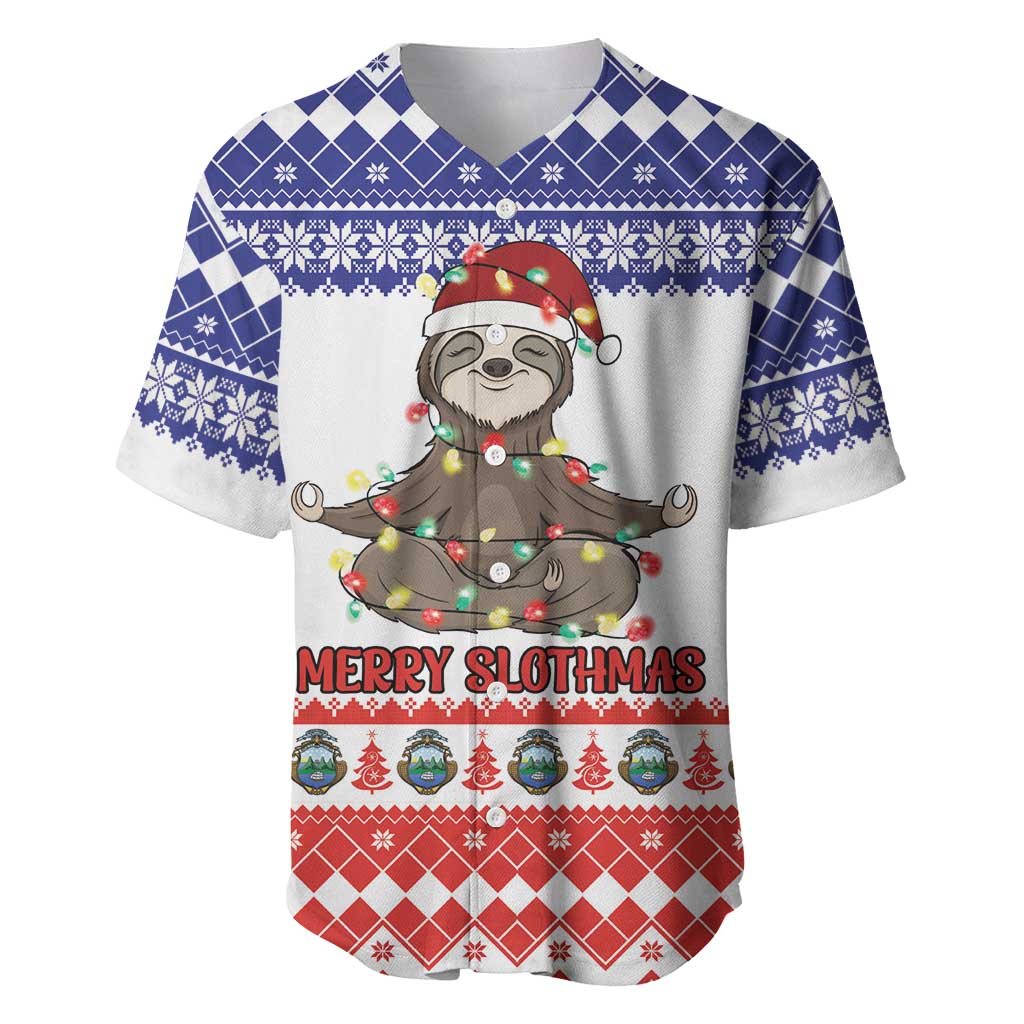 Costa Rica Christmas Baseball Jersey Merry Slothmas - Wonder Print Shop