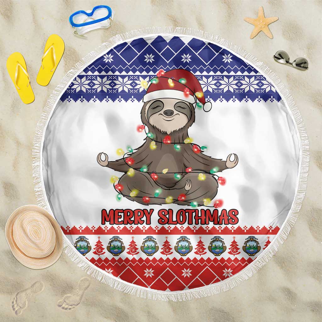 Costa Rica Christmas Beach Blanket Merry Slothmas - Wonder Print Shop